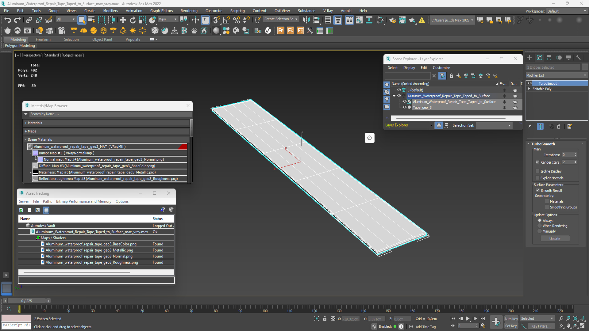 3D Aluminum Waterproof Repair Tape Taped to Surface model