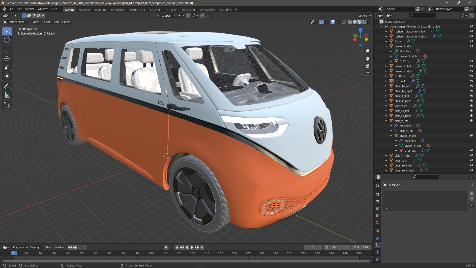 Volkswagen Minivan ID Buzz Simplified 3D