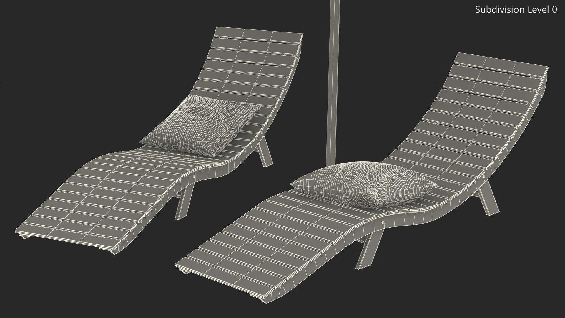 3D Beach Loungers with Umbrella model