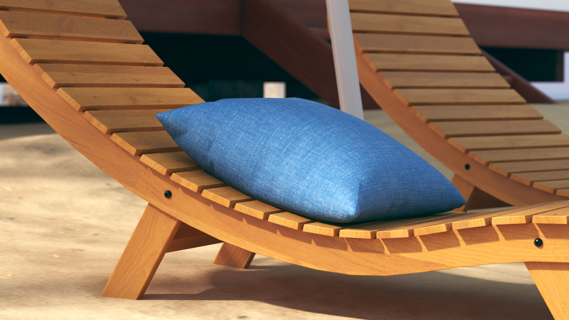 3D Beach Loungers with Umbrella model