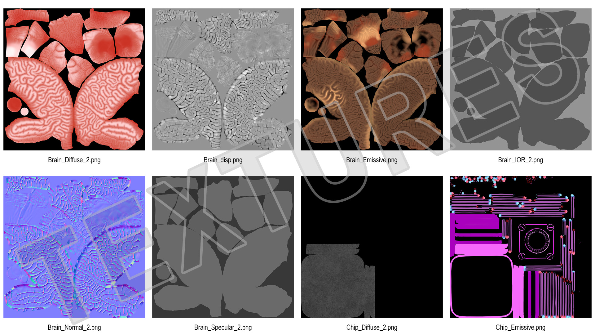 3D model Human Brain with Microchip Implant with Light