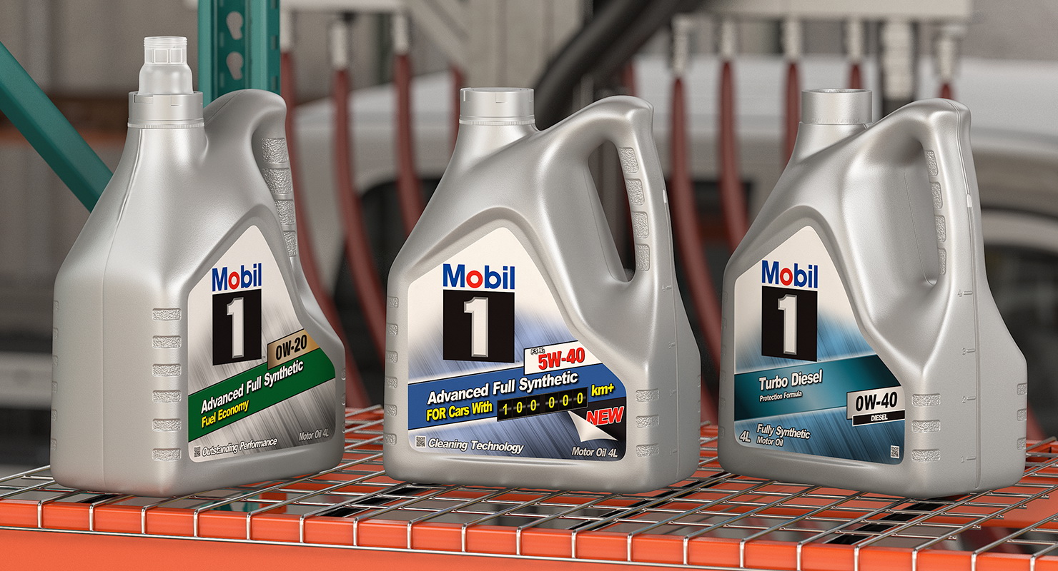 Engine Mobil Oil Bottles 3D model