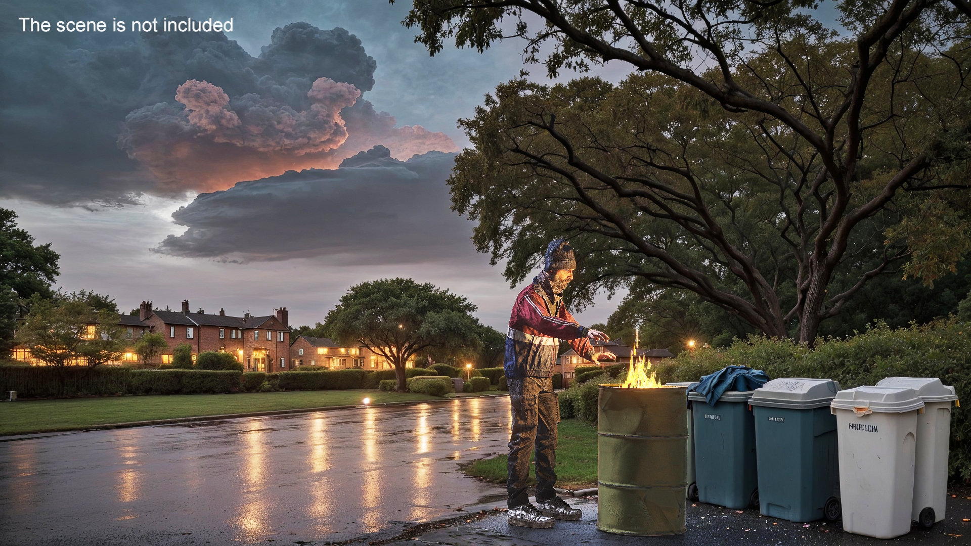 3D Homeless Man Warming Up at Barrel model