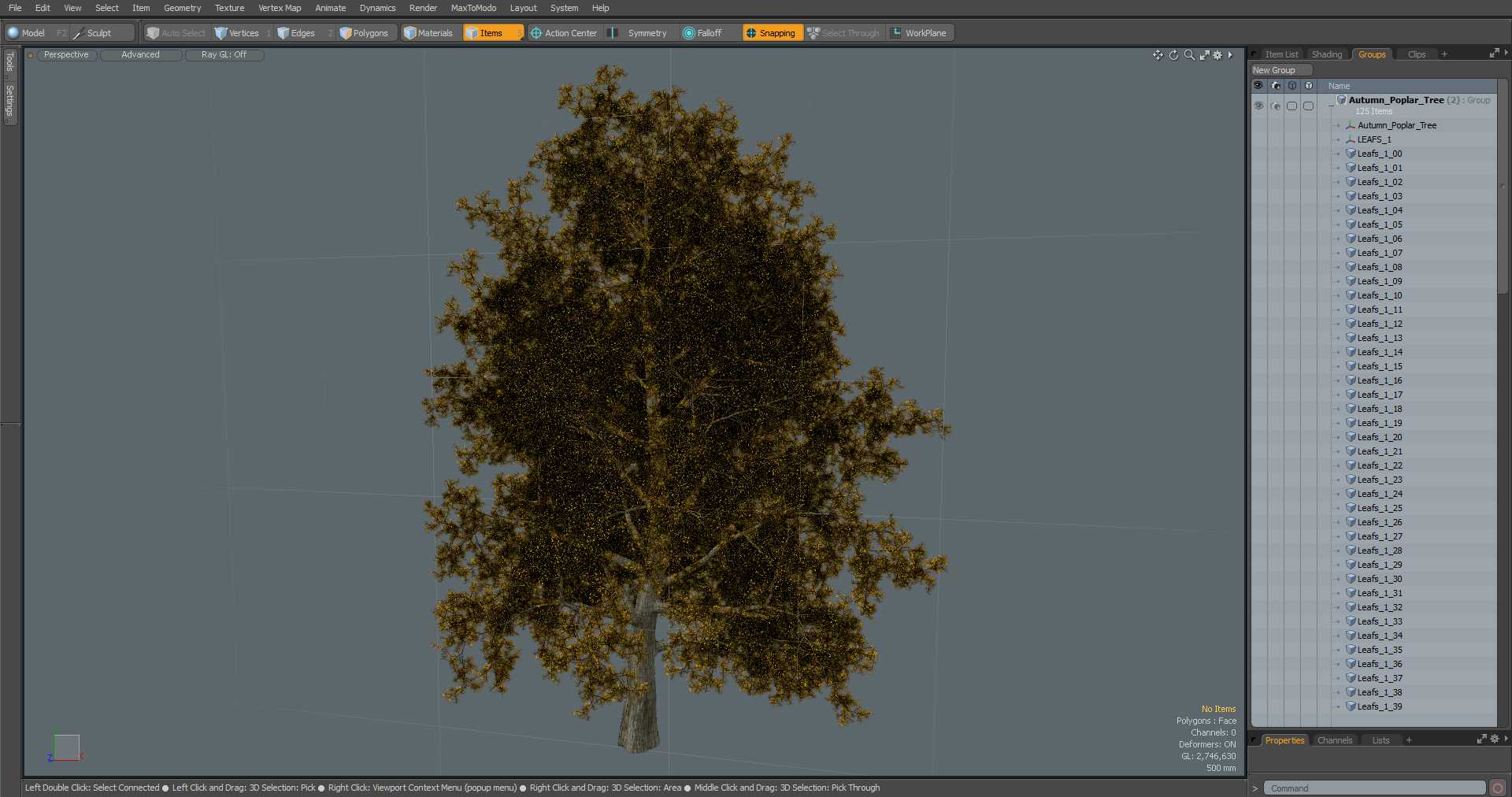 3D Autumn Poplar Tree model