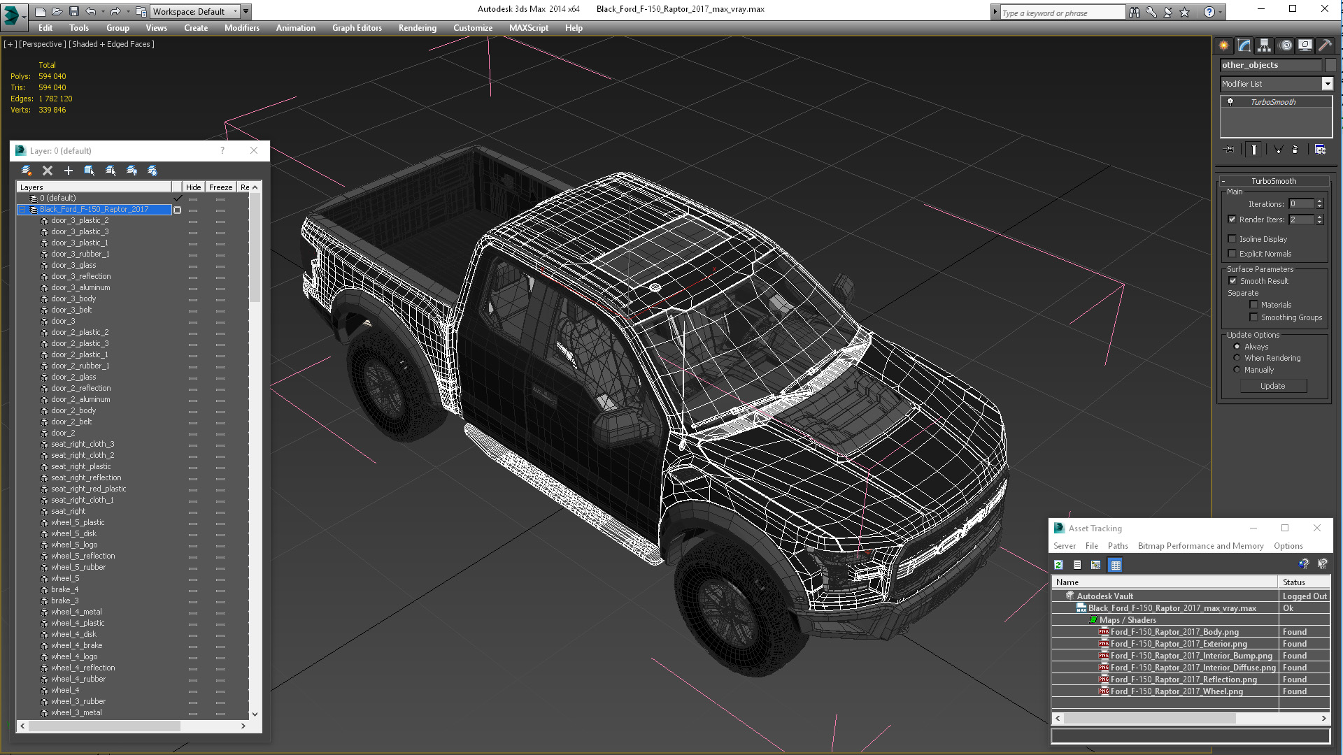 3D Black Ford F-150 Raptor 2017 model