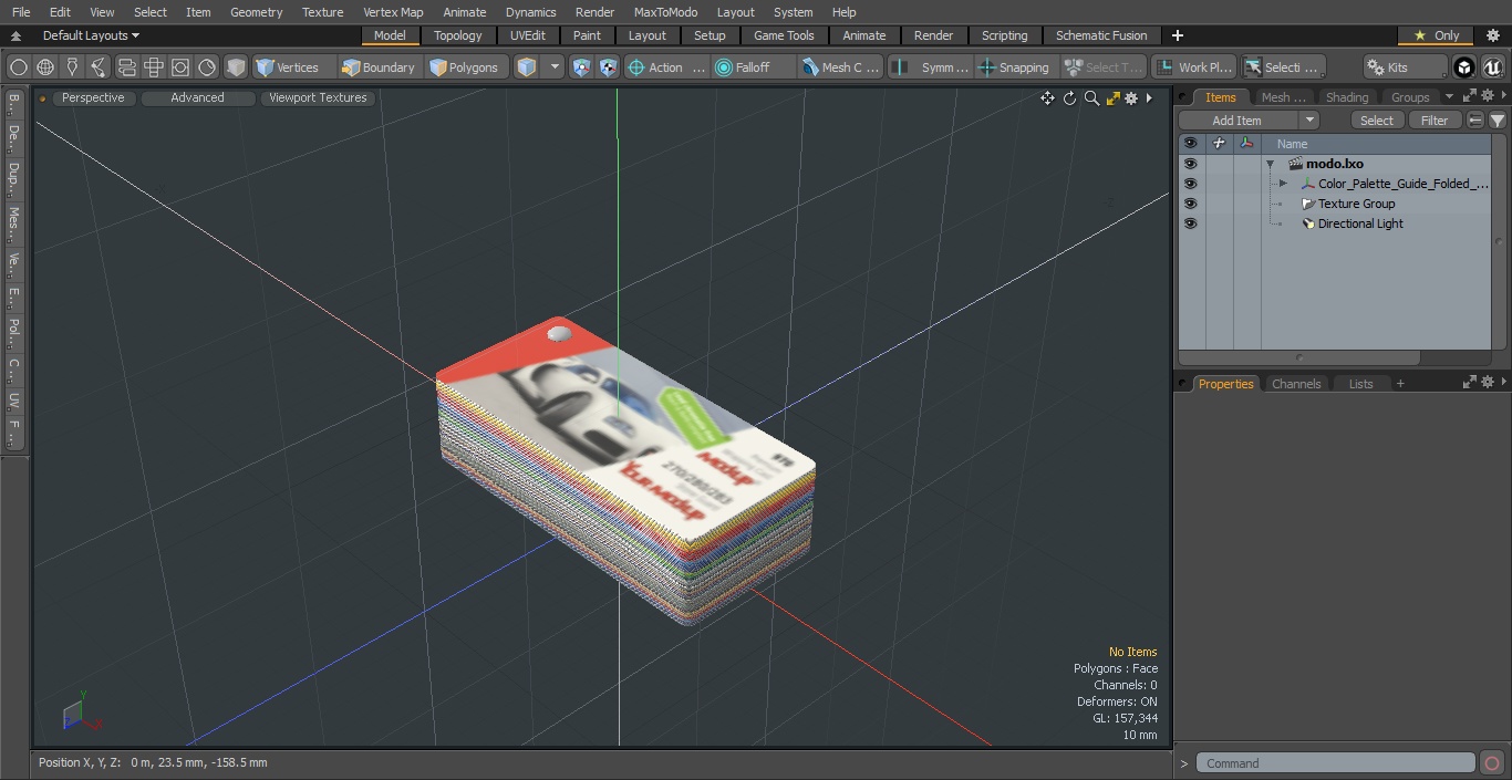 3D Color Palette Guide Folded Mockup model