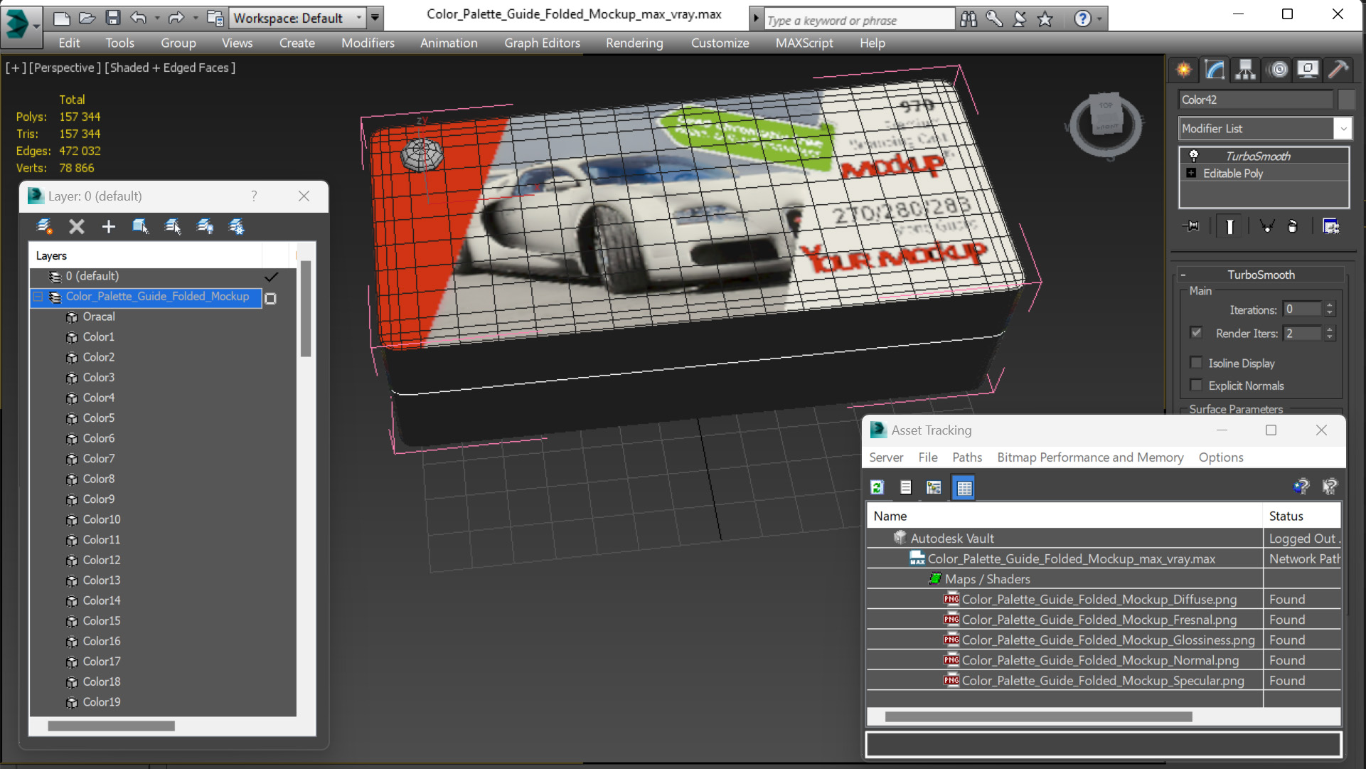 3D Color Palette Guide Folded Mockup model