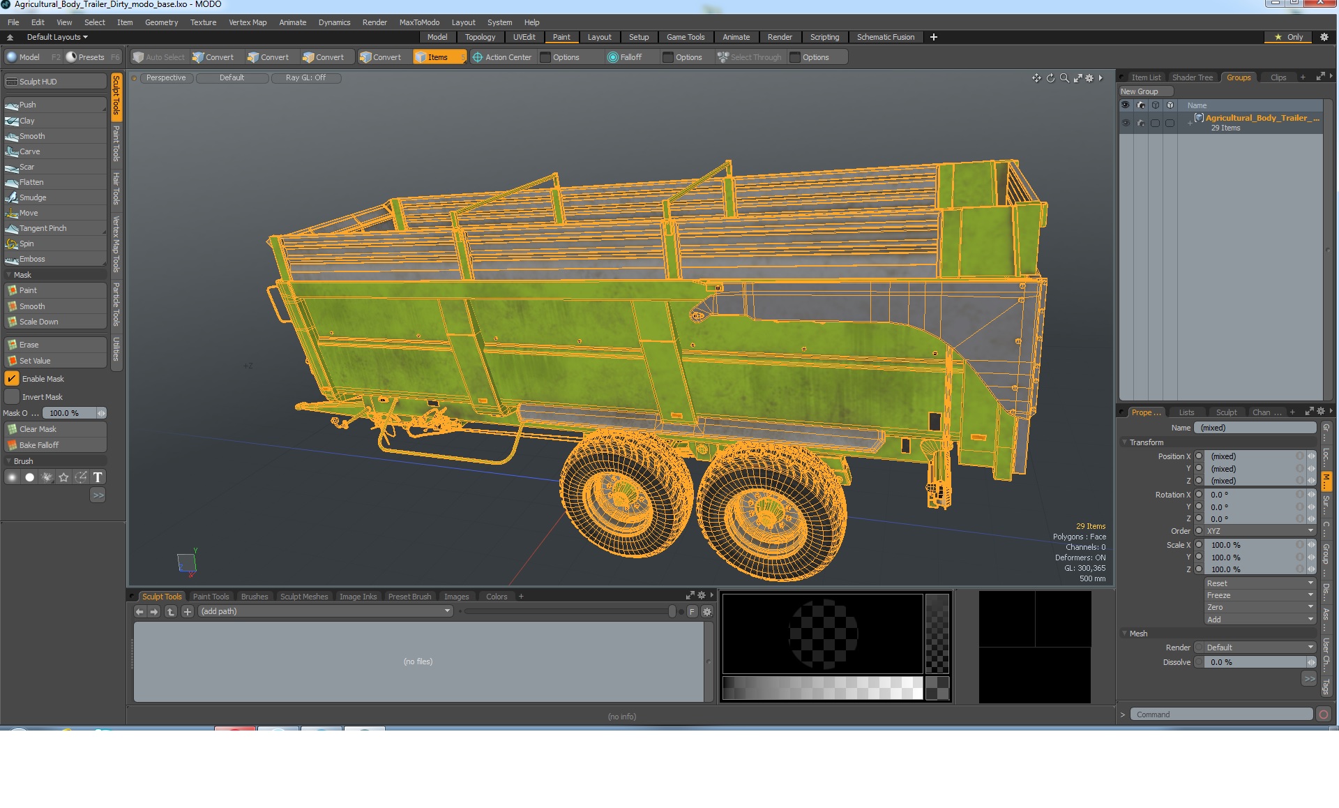 3D Agricultural Body Trailer Dirty