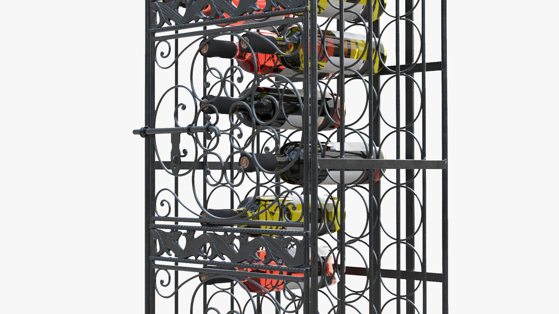 3D model Wine Rack Cabinet with Bottles