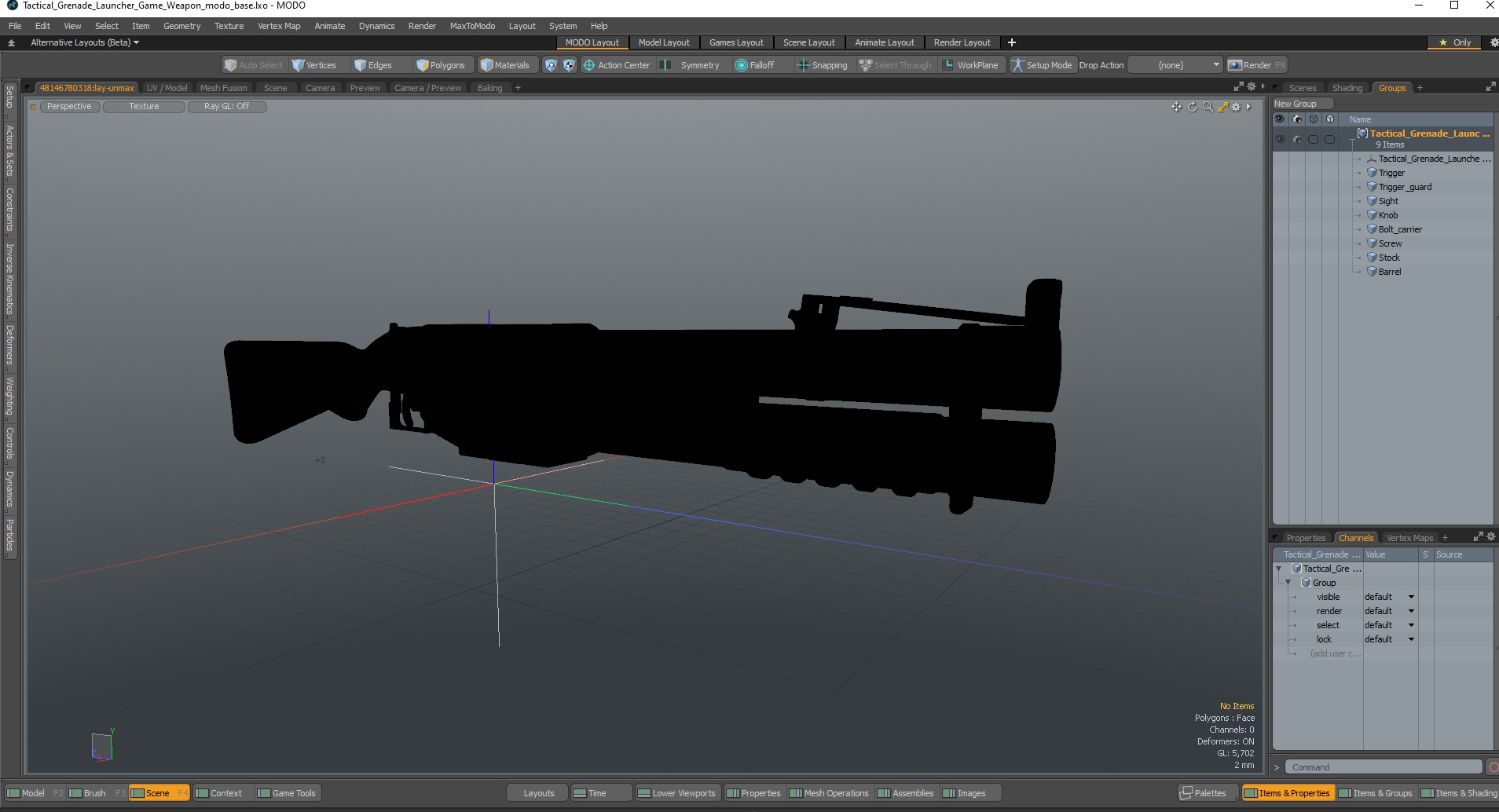 Tactical Grenade Launcher Game Weapon 3D