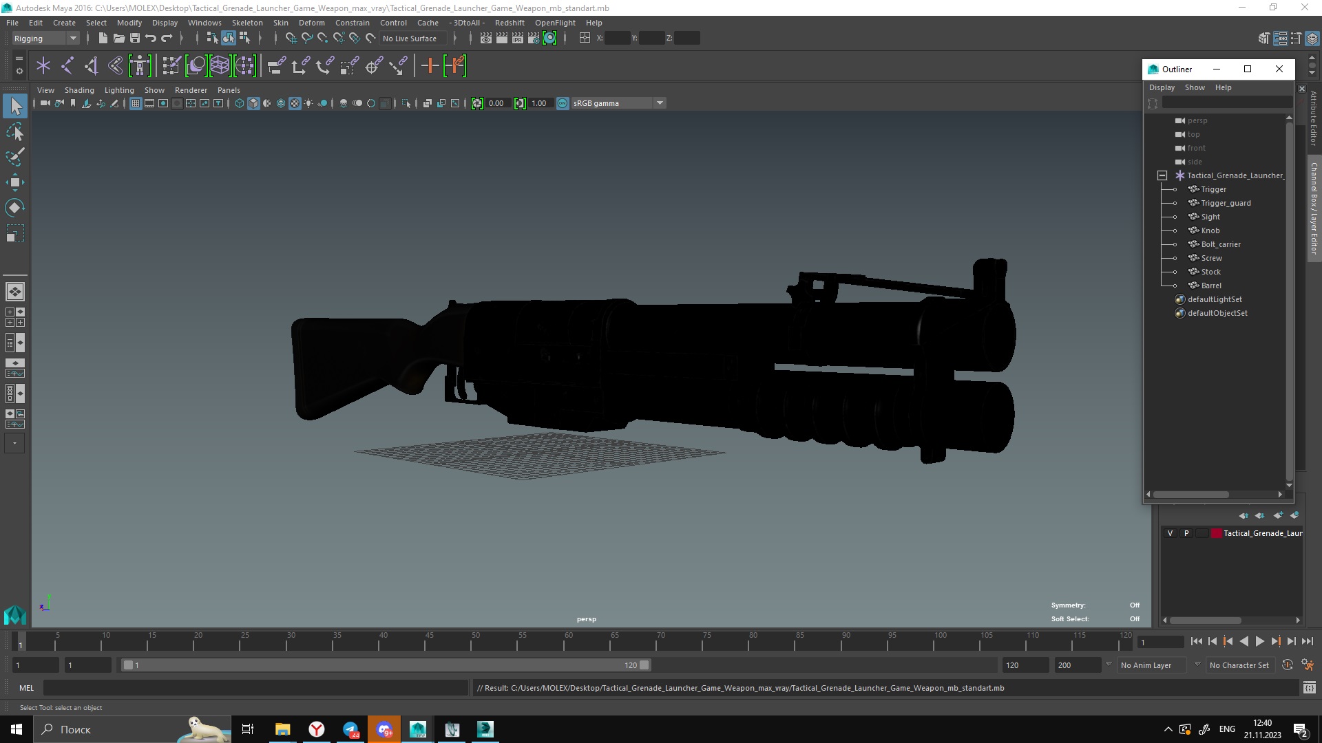 Tactical Grenade Launcher Game Weapon 3D