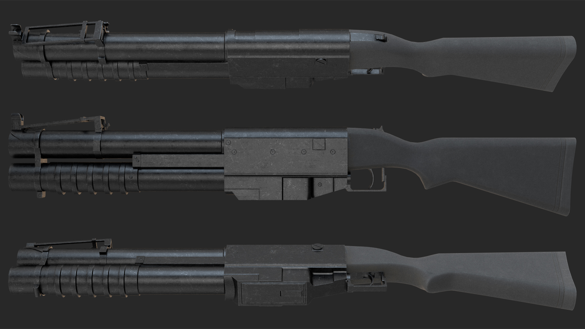 Tactical Grenade Launcher Game Weapon 3D