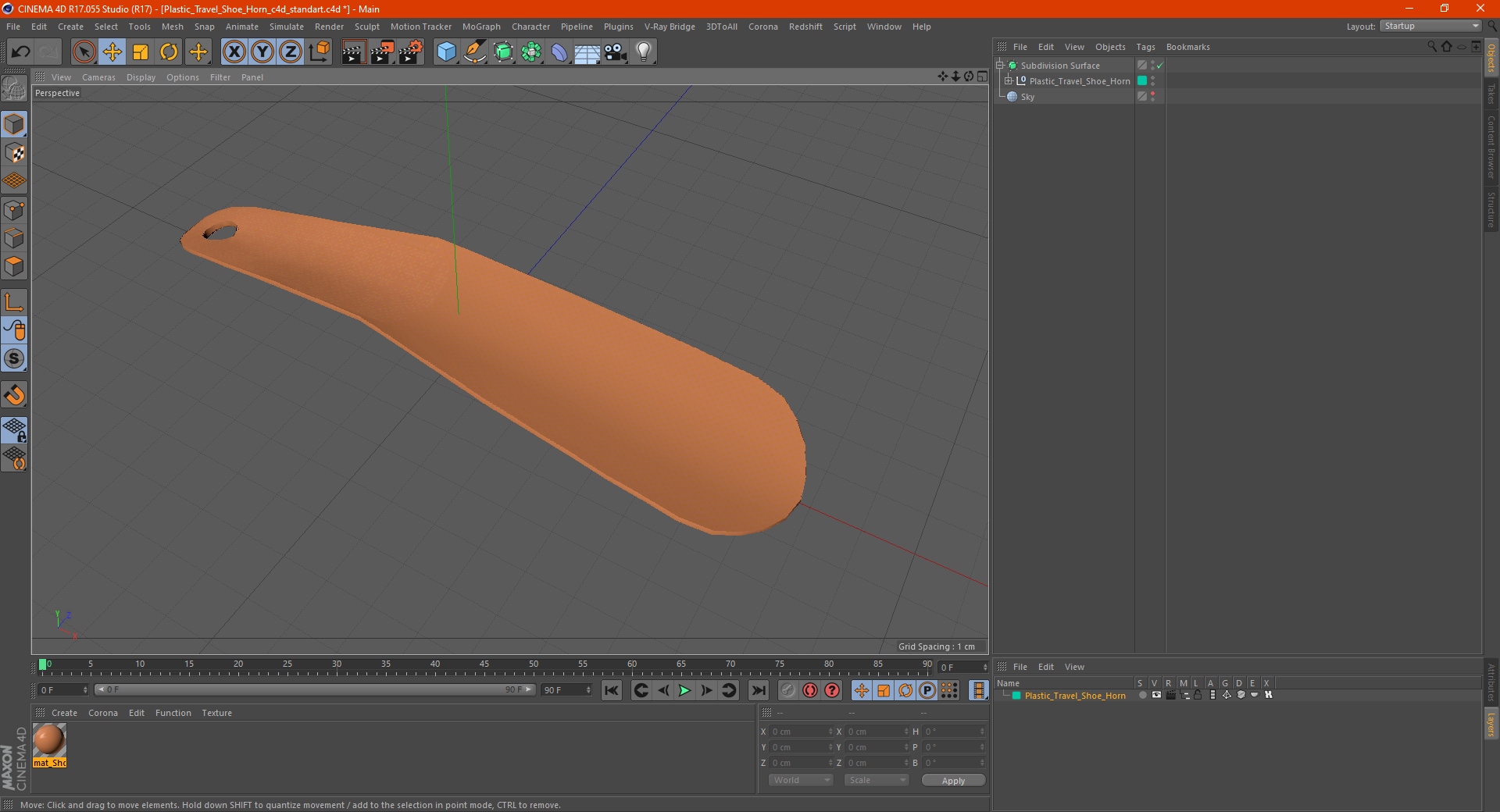 Plastic Travel Shoe Horn 3D model