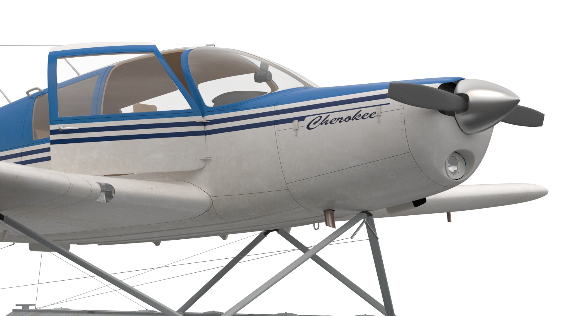 Piper PA-28 Cherokee Seaplane 3D model