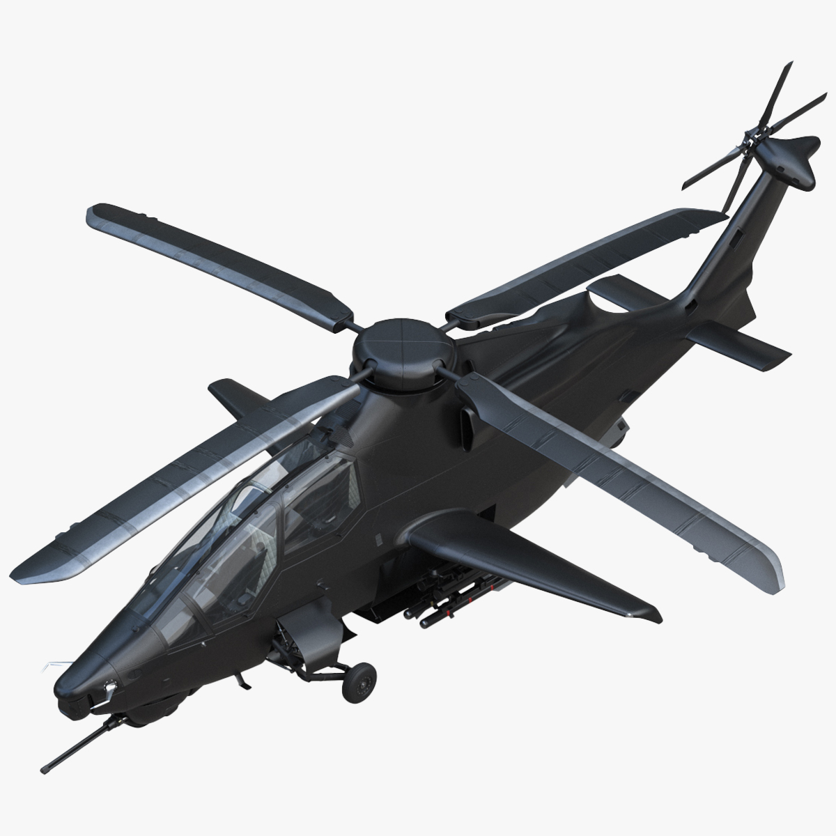 Military Attack Helicopter with Weapon Rigged for Maya 3D model