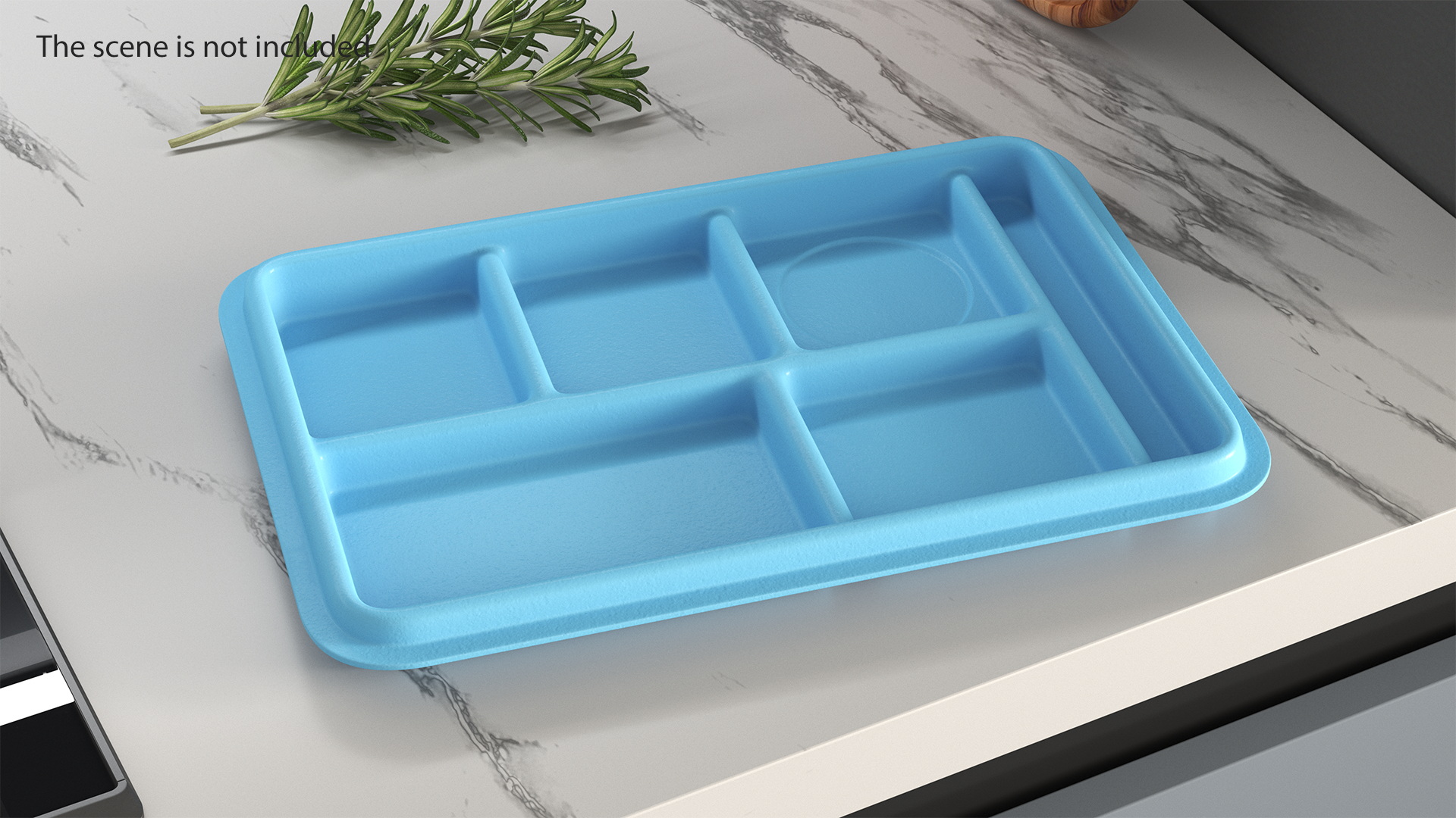 3D Compartment Meal Tray Blue