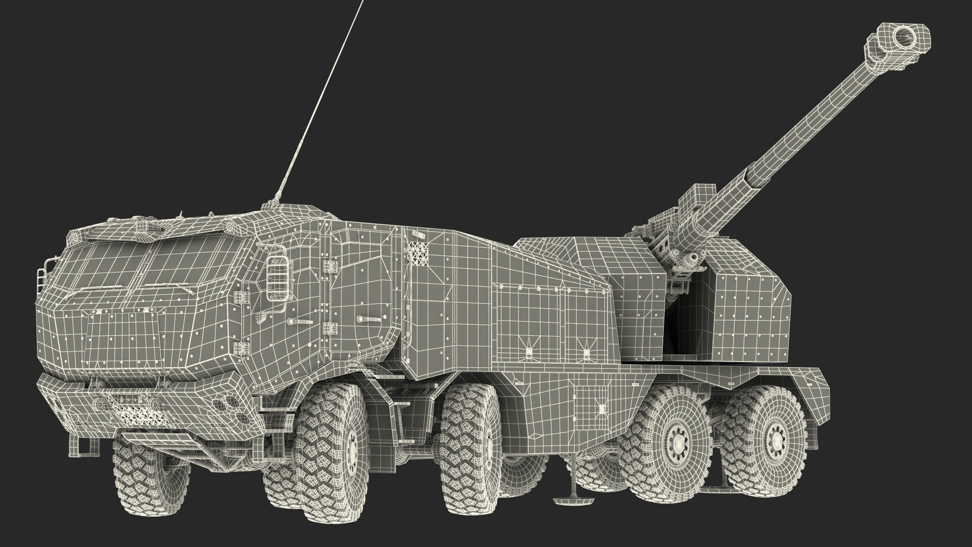 3D model Armored Self Propelled Artillery Unit 155mm Rigged