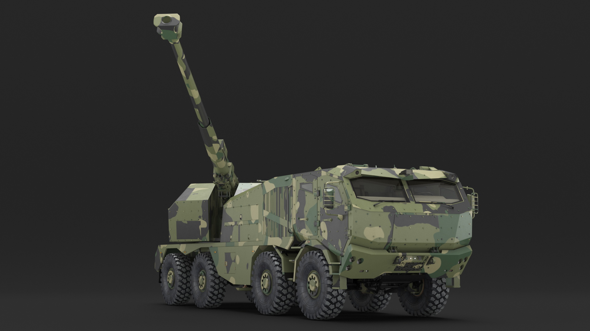 3D model Armored Self Propelled Artillery Unit 155mm Rigged