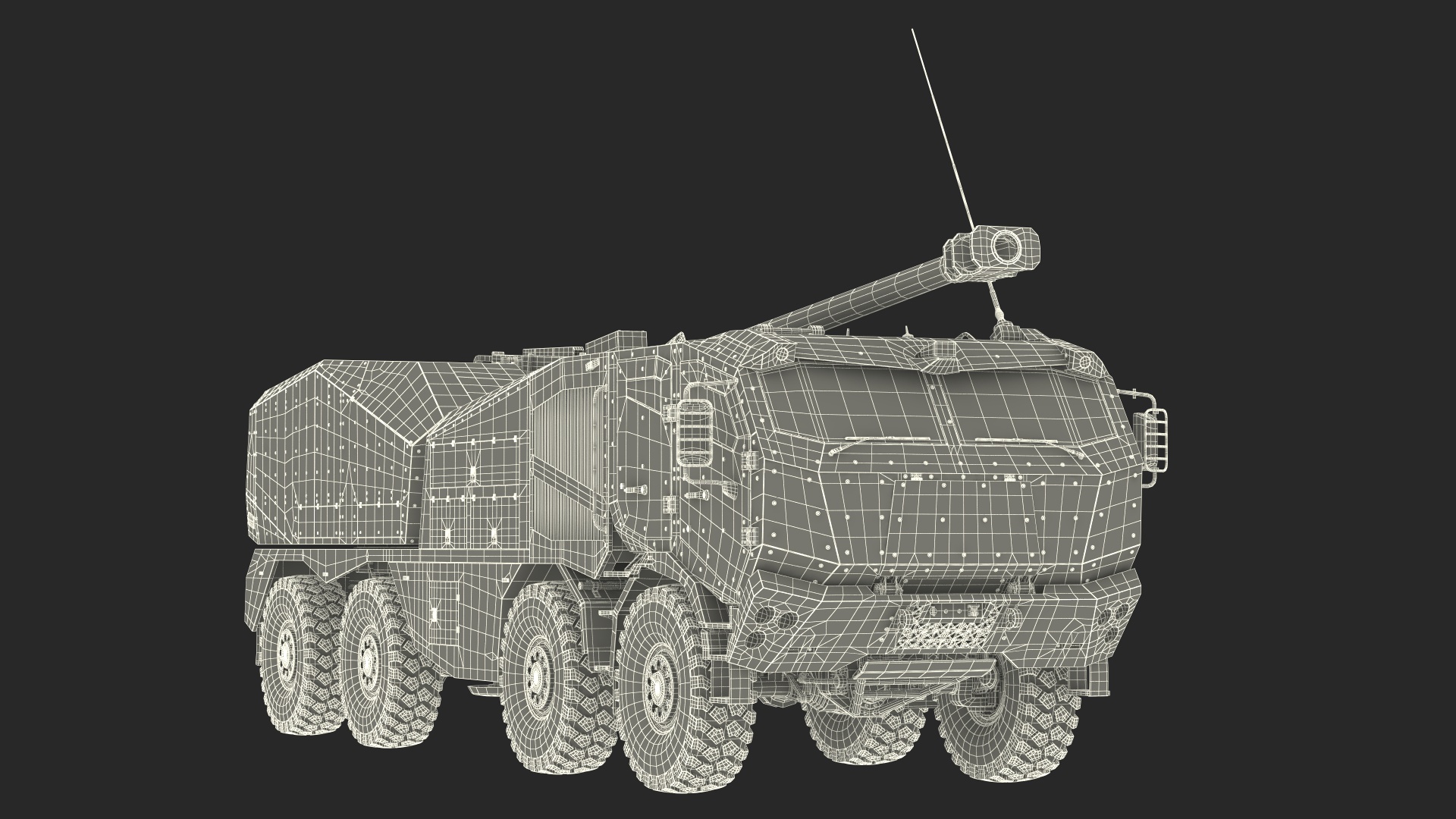 3D model Armored Self Propelled Artillery Unit 155mm Rigged