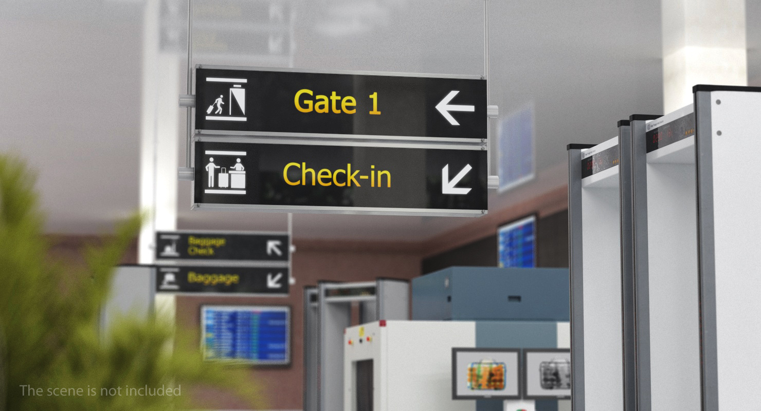 Airport Signs Gate Check 3D model