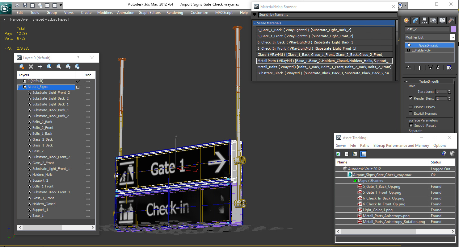 Airport Signs Gate Check 3D model