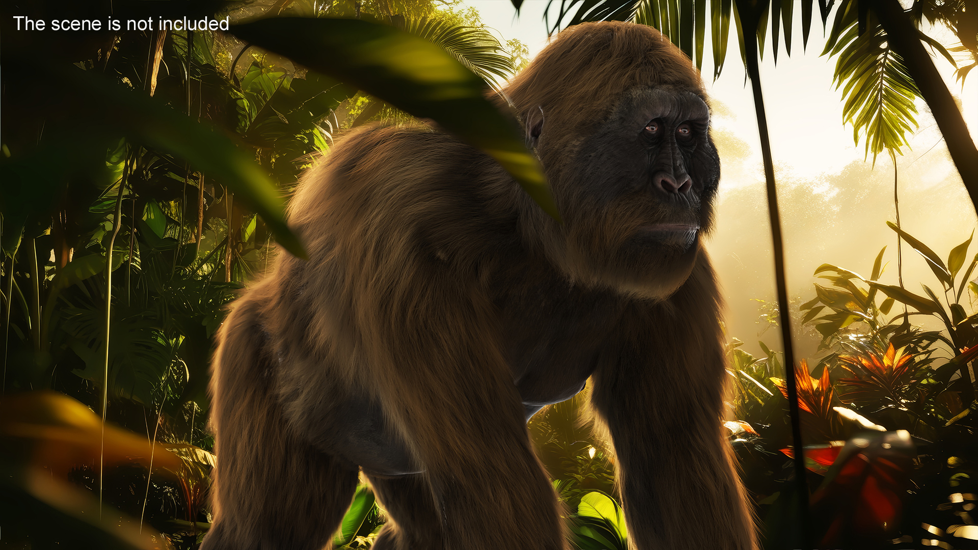 3D model Gigantopithecus Stands on Four Limbs Fur