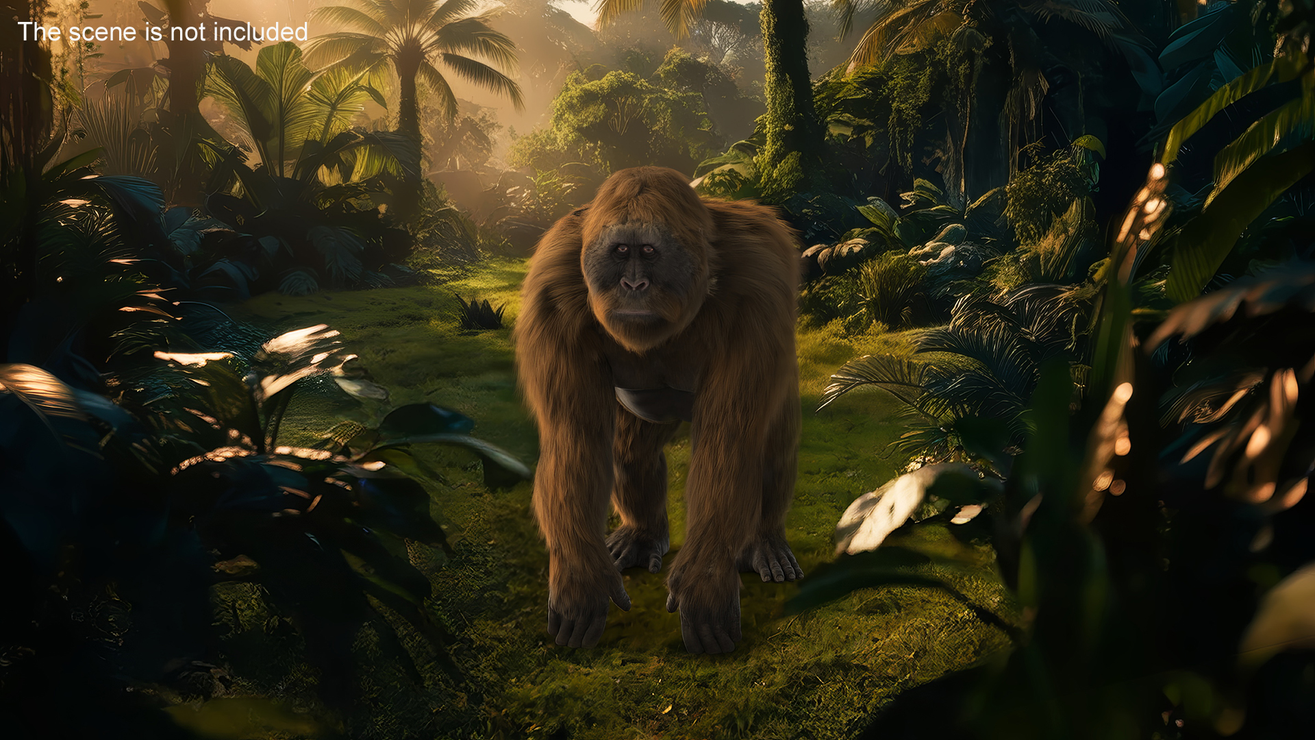 3D model Gigantopithecus Stands on Four Limbs Fur