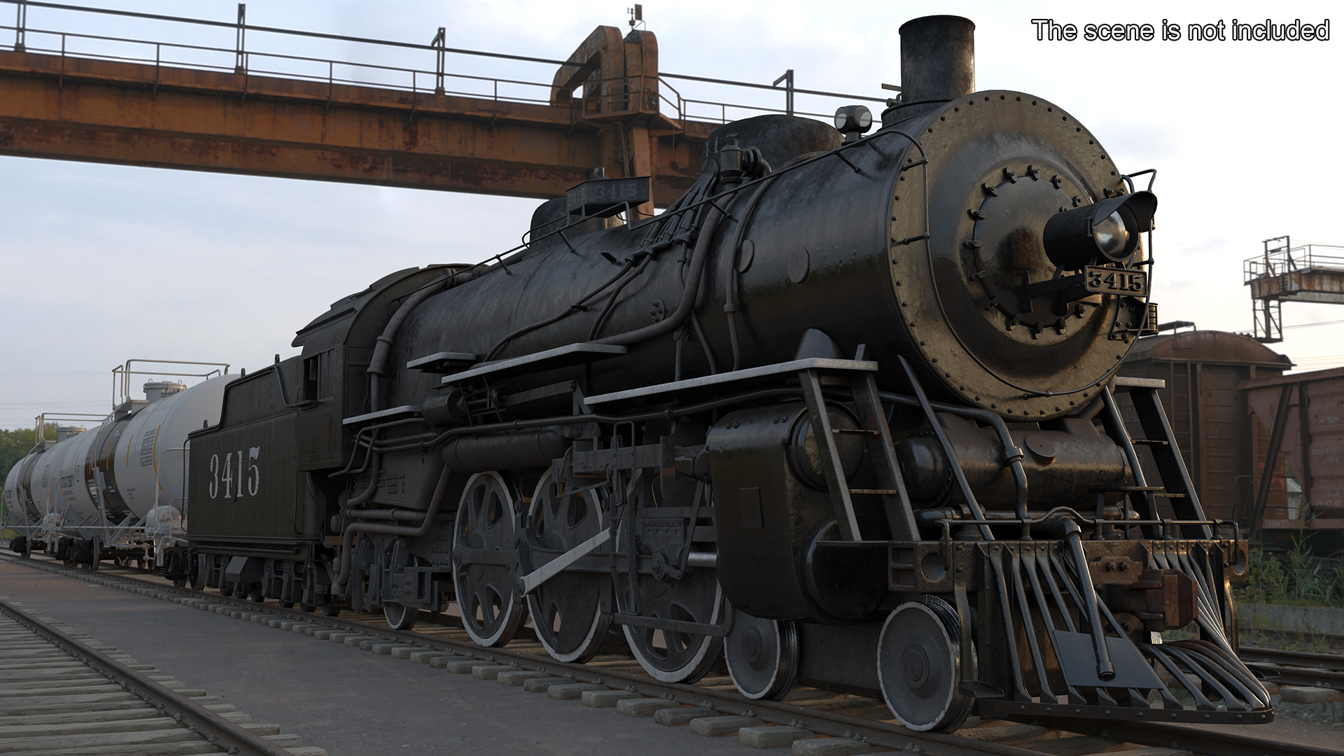 Steam Engine with Tank Cars 3D