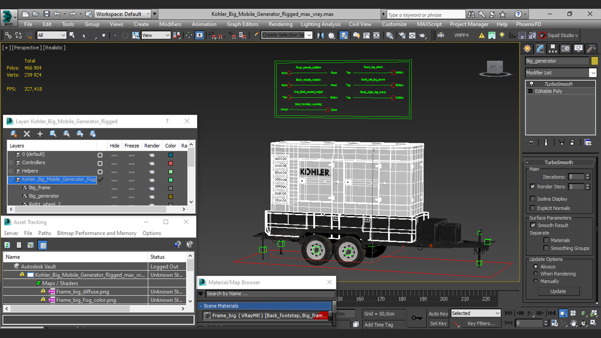 Kohler Big Mobile Generator Rigged 3D model