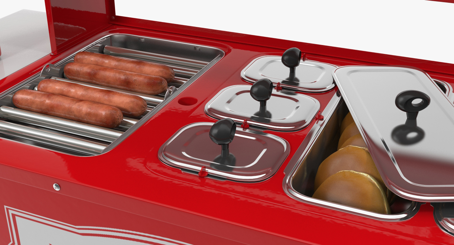 3D Hot Dog Cart with Vendor Rigged