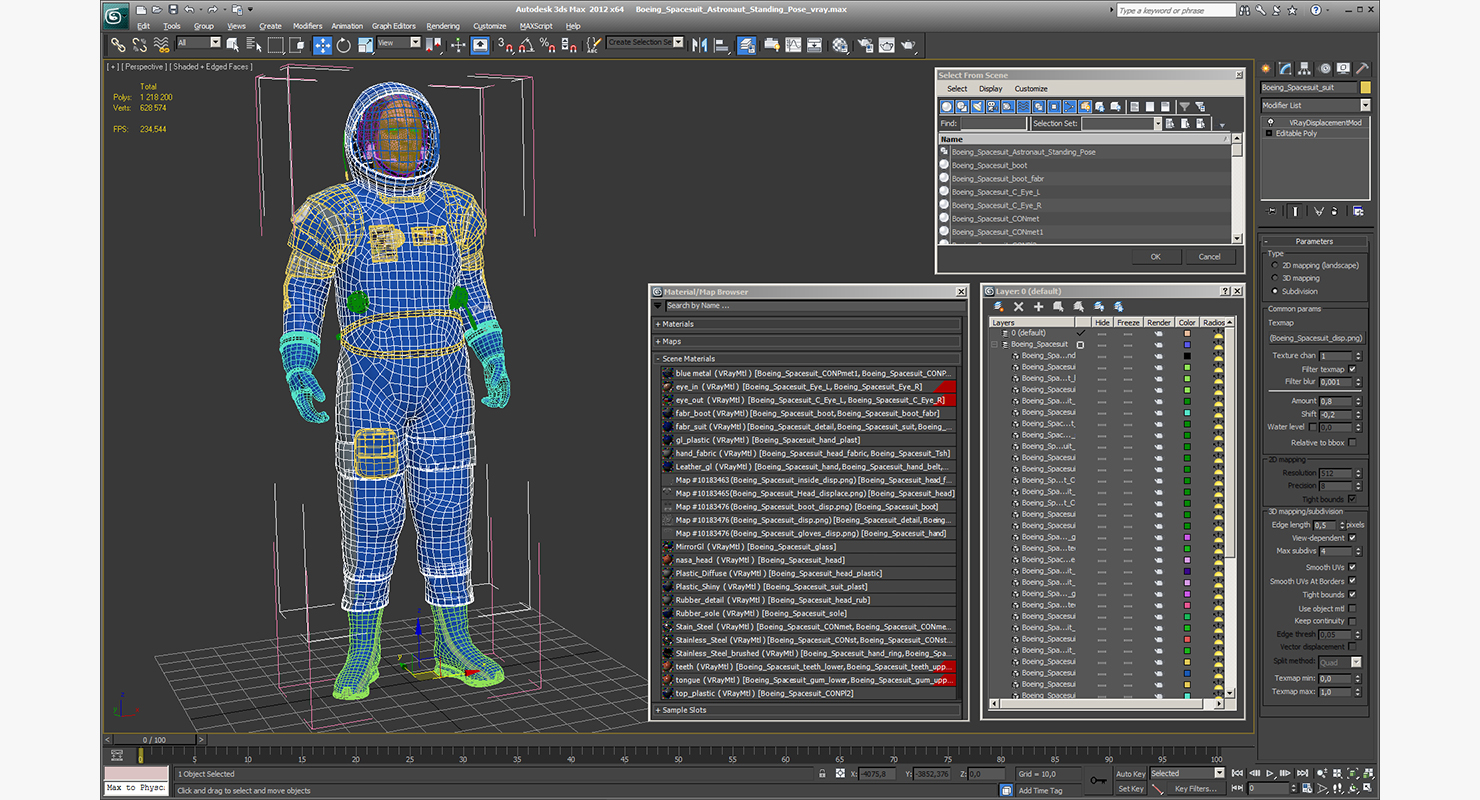 3D model Boeing Spacesuit Astronaut Standing Pose