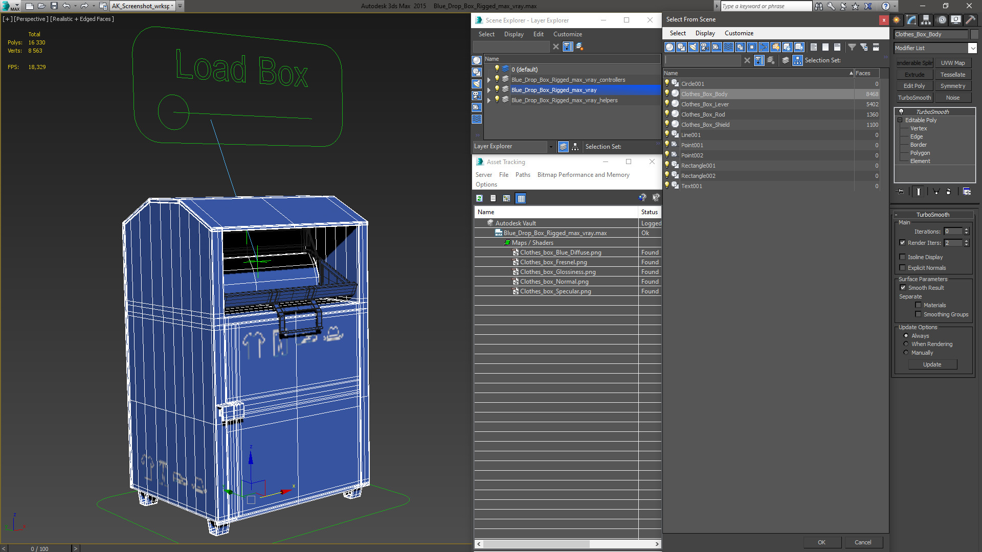 3D model Blue Drop Box Rigged