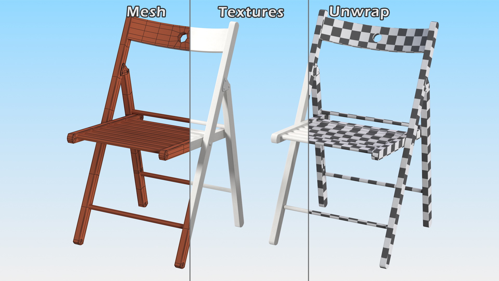 Folding Chair White Open 3D model