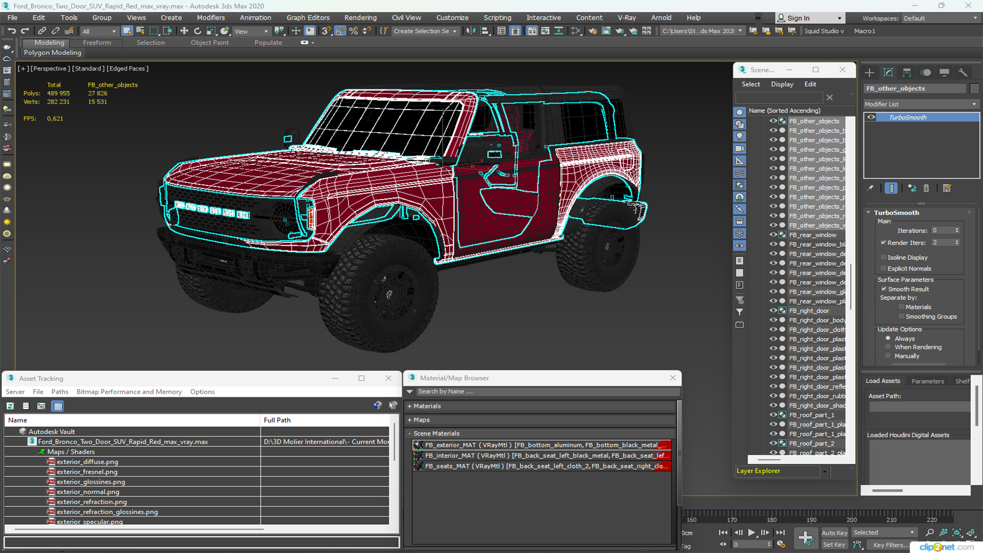 Ford Bronco Two Door SUV Rapid Red 3D model