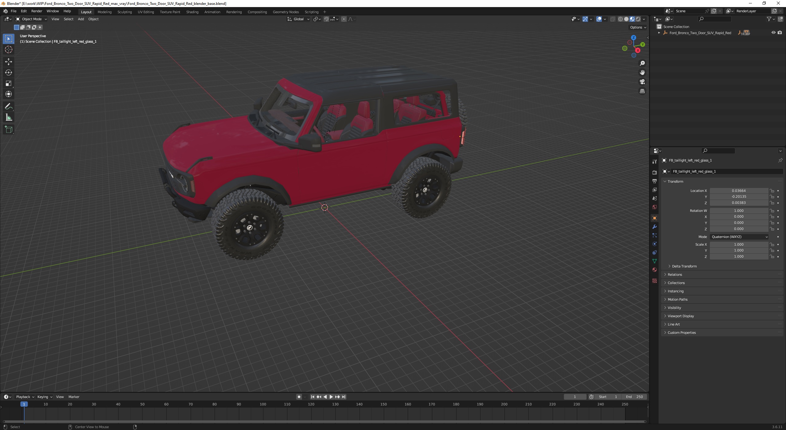 Ford Bronco Two Door SUV Rapid Red 3D model