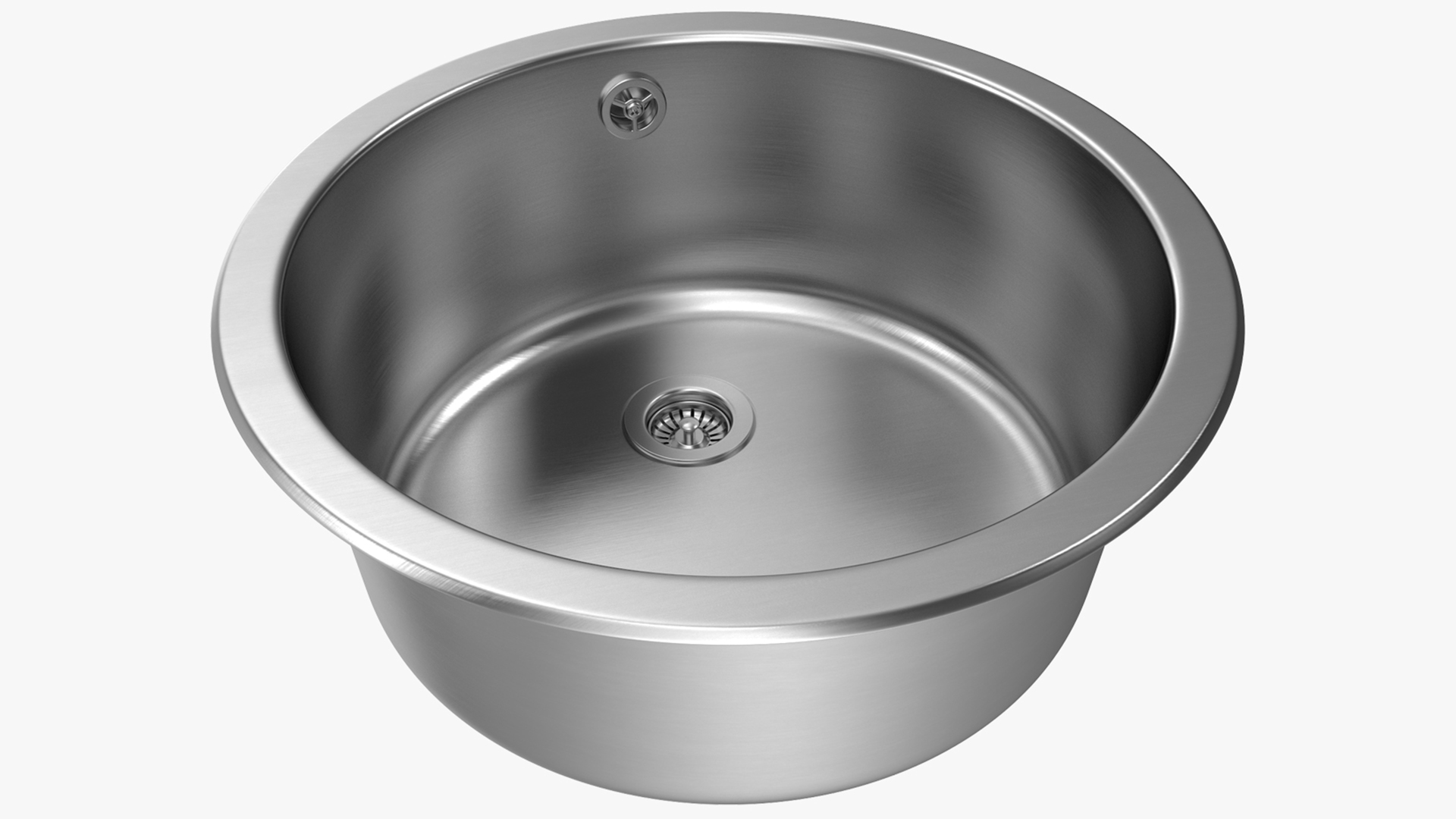 Round Inset Stainless Steel Sink 3D