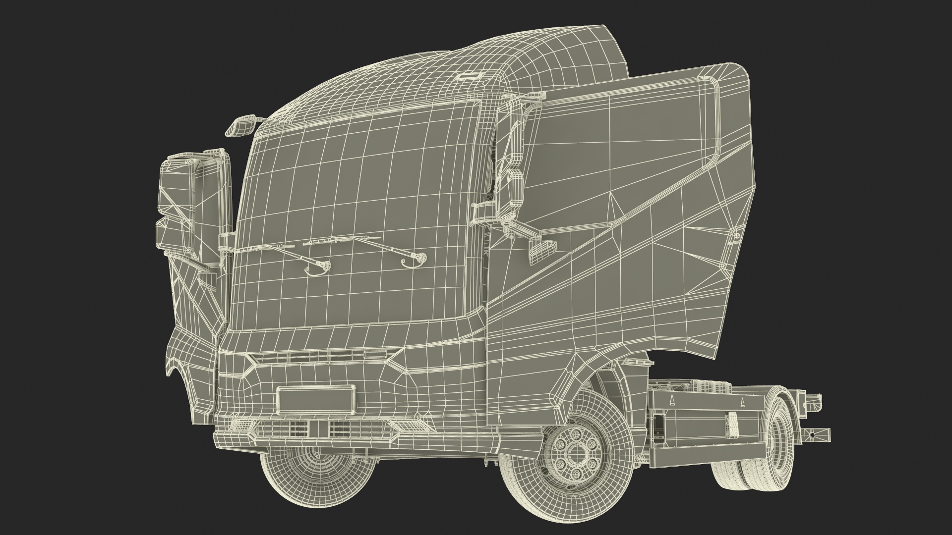 Black Truck No Cargo Rigged 3D