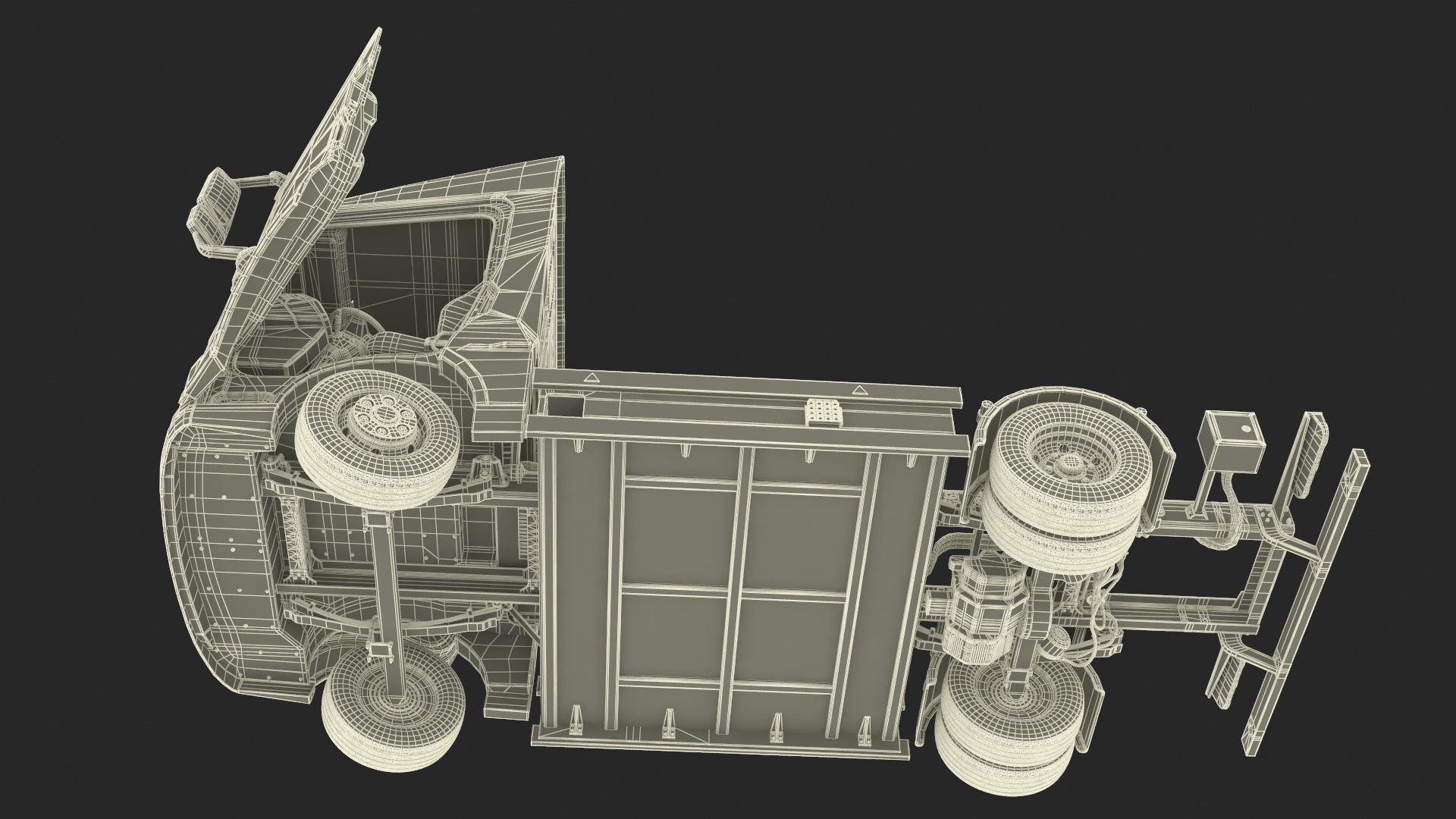 Black Truck No Cargo Rigged 3D