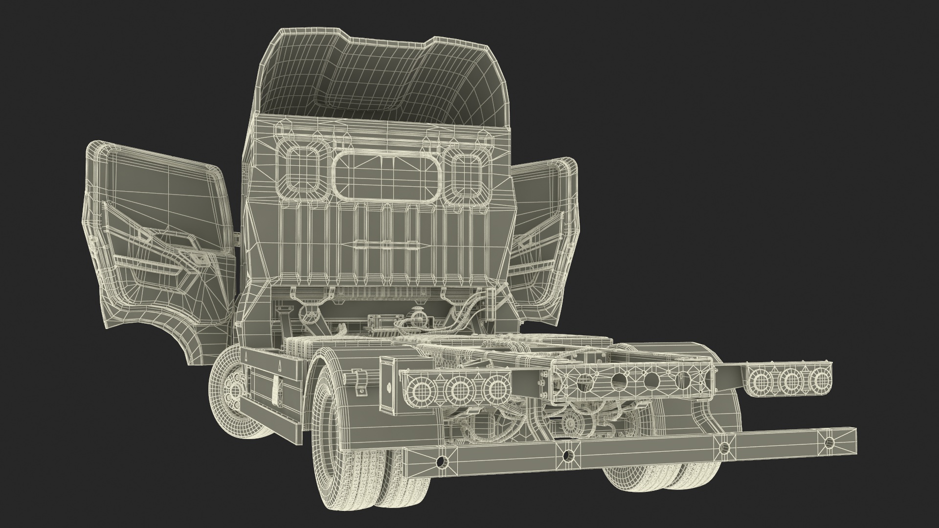 Black Truck No Cargo Rigged 3D