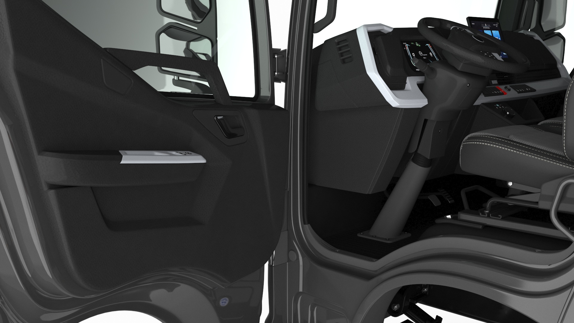 Black Truck No Cargo Rigged 3D