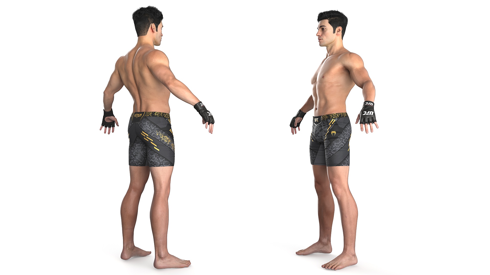 3D UFC MMA Fighter Character A-Pose Fur