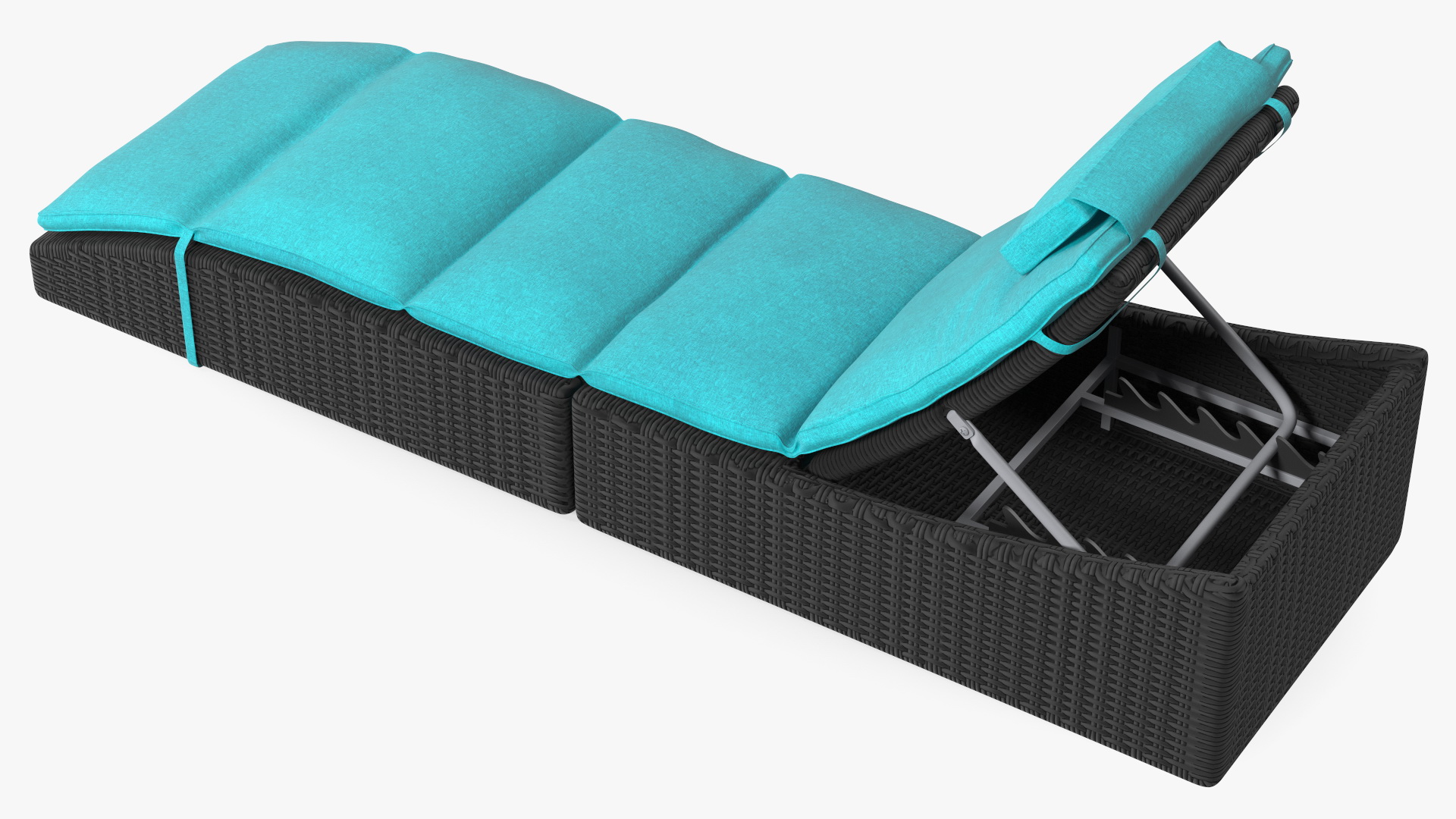 3D Folding Pool Lounge Wicker Chair Black Blue model