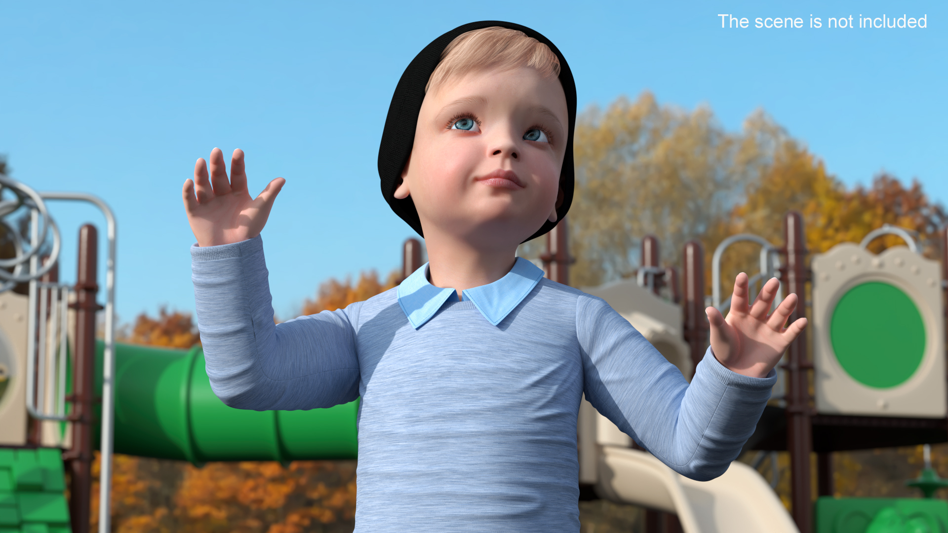 Child in Fall Clothes Rigged for Maya 3D