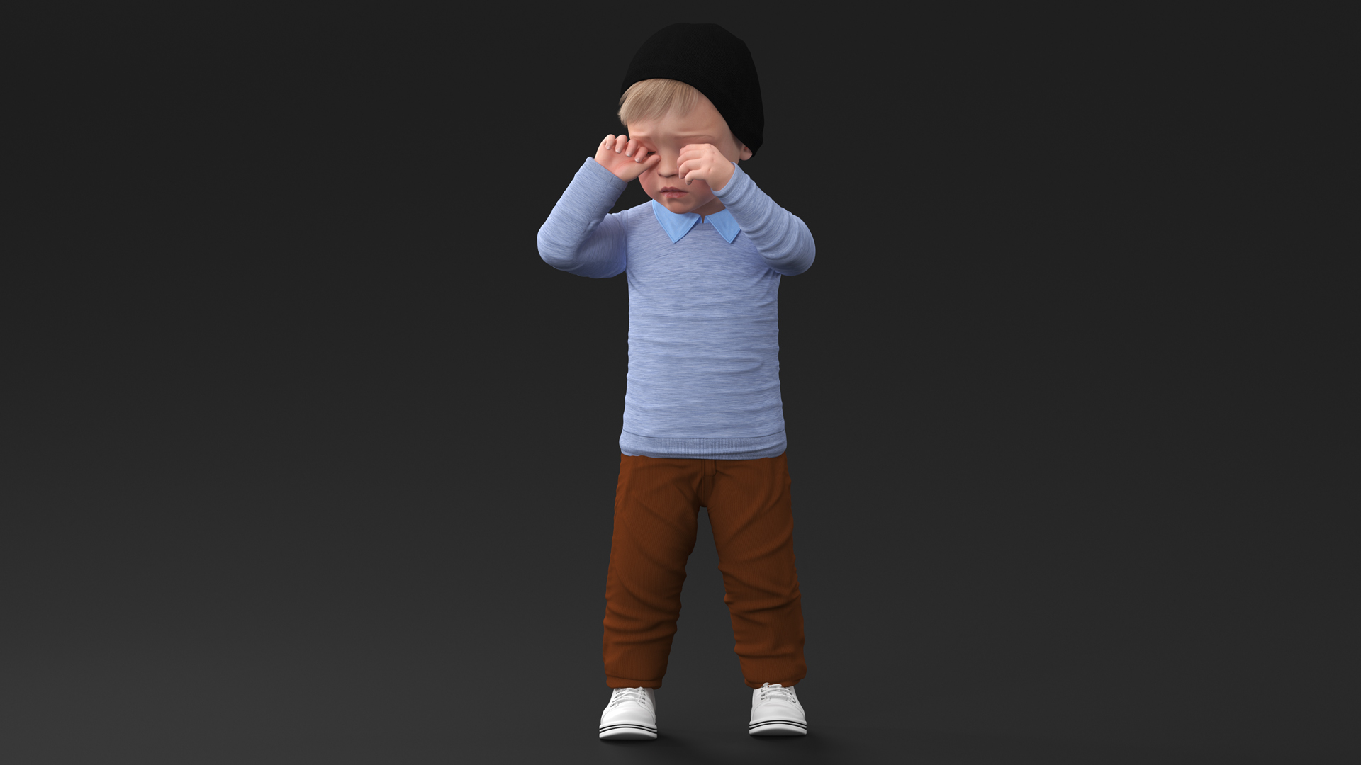 Child in Fall Clothes Rigged for Maya 3D