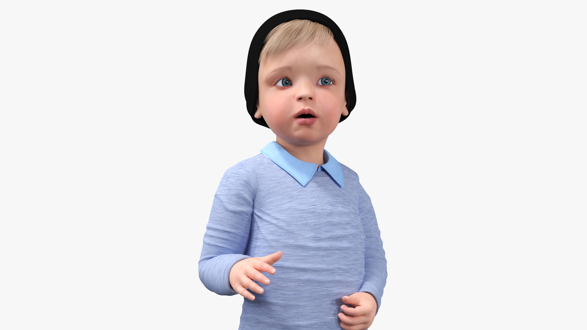 Child in Fall Clothes Rigged for Maya 3D