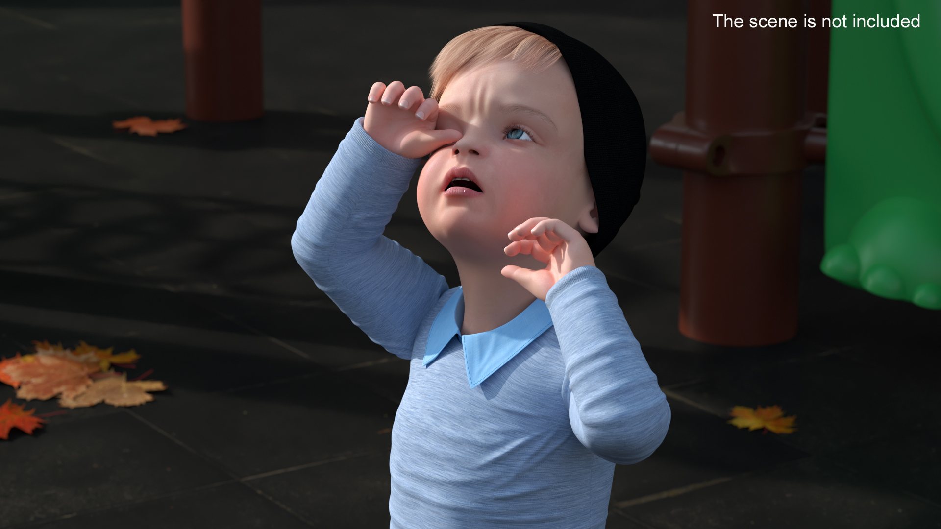 Child in Fall Clothes Rigged for Maya 3D