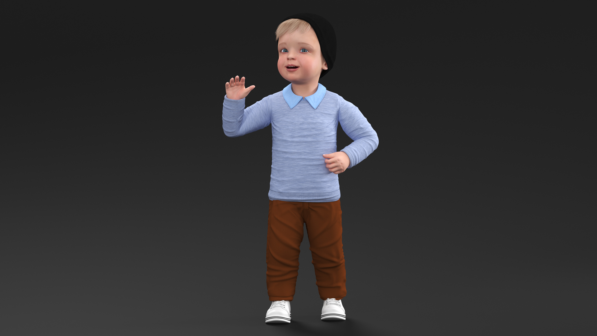 Child in Fall Clothes Rigged for Maya 3D