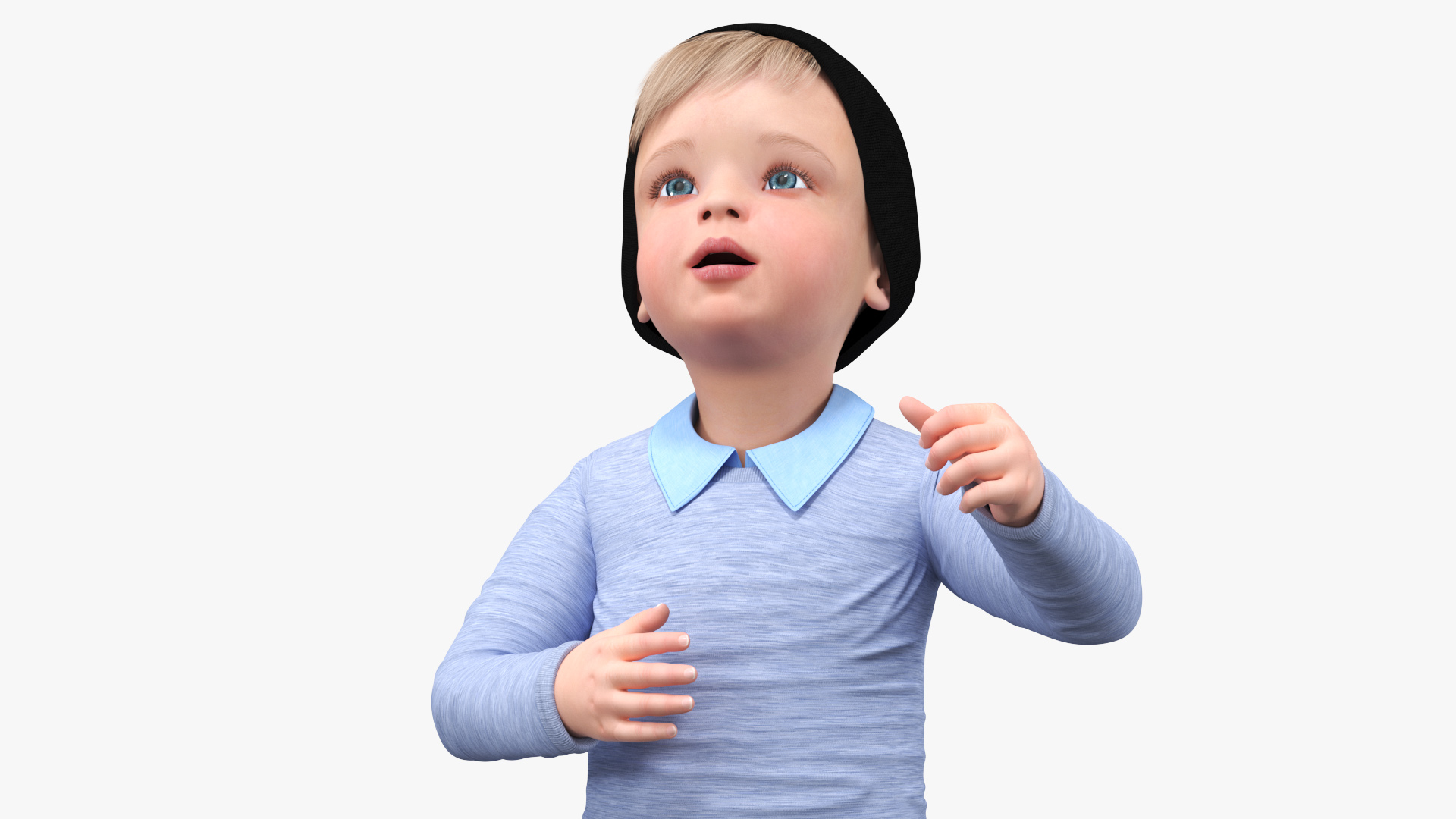 Child in Fall Clothes Rigged for Maya 3D