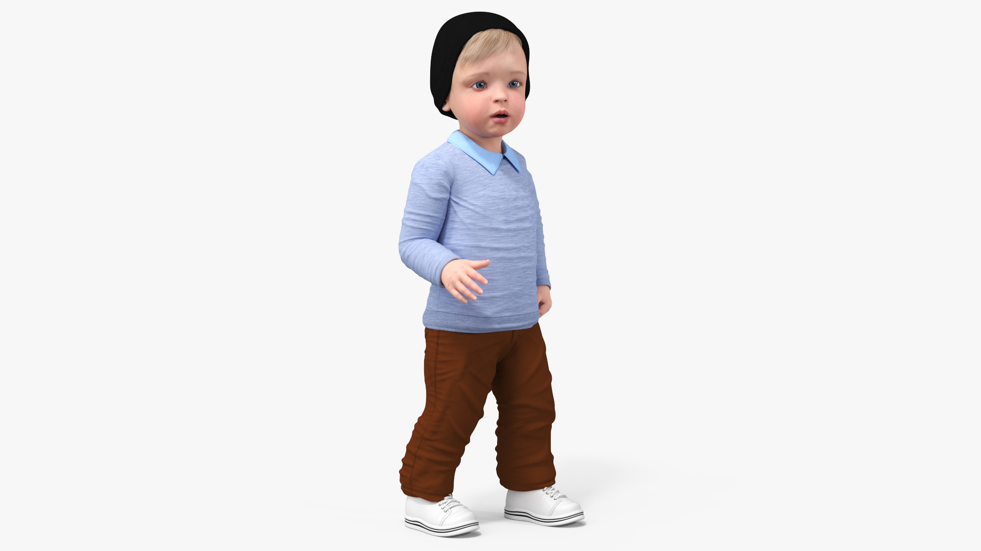 Child in Fall Clothes Rigged for Maya 3D