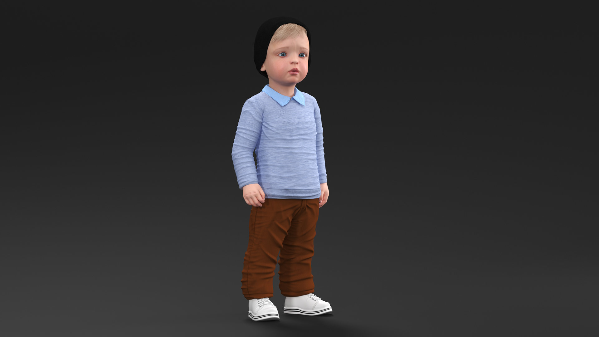 Child in Fall Clothes Rigged for Maya 3D